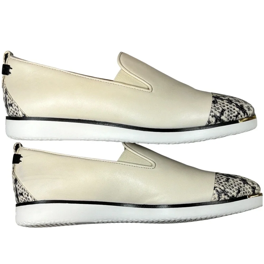 Cole Haan Grand Ambition Slip On Loafers Ivory Snakeskin Toe Womens‎ 7B